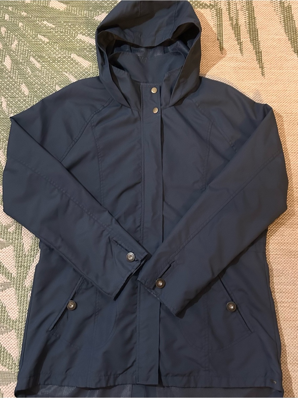 O'Neill Women’s Charcoal Hooded Raincoat with logo buttons